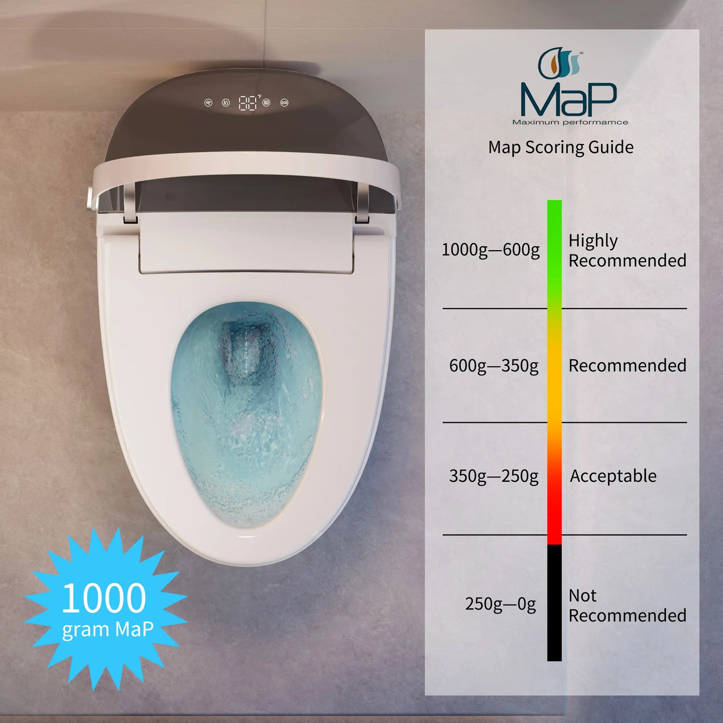 CANEST FC-001 toilet with MaP 1000g flush performance certification for powerful waste removal