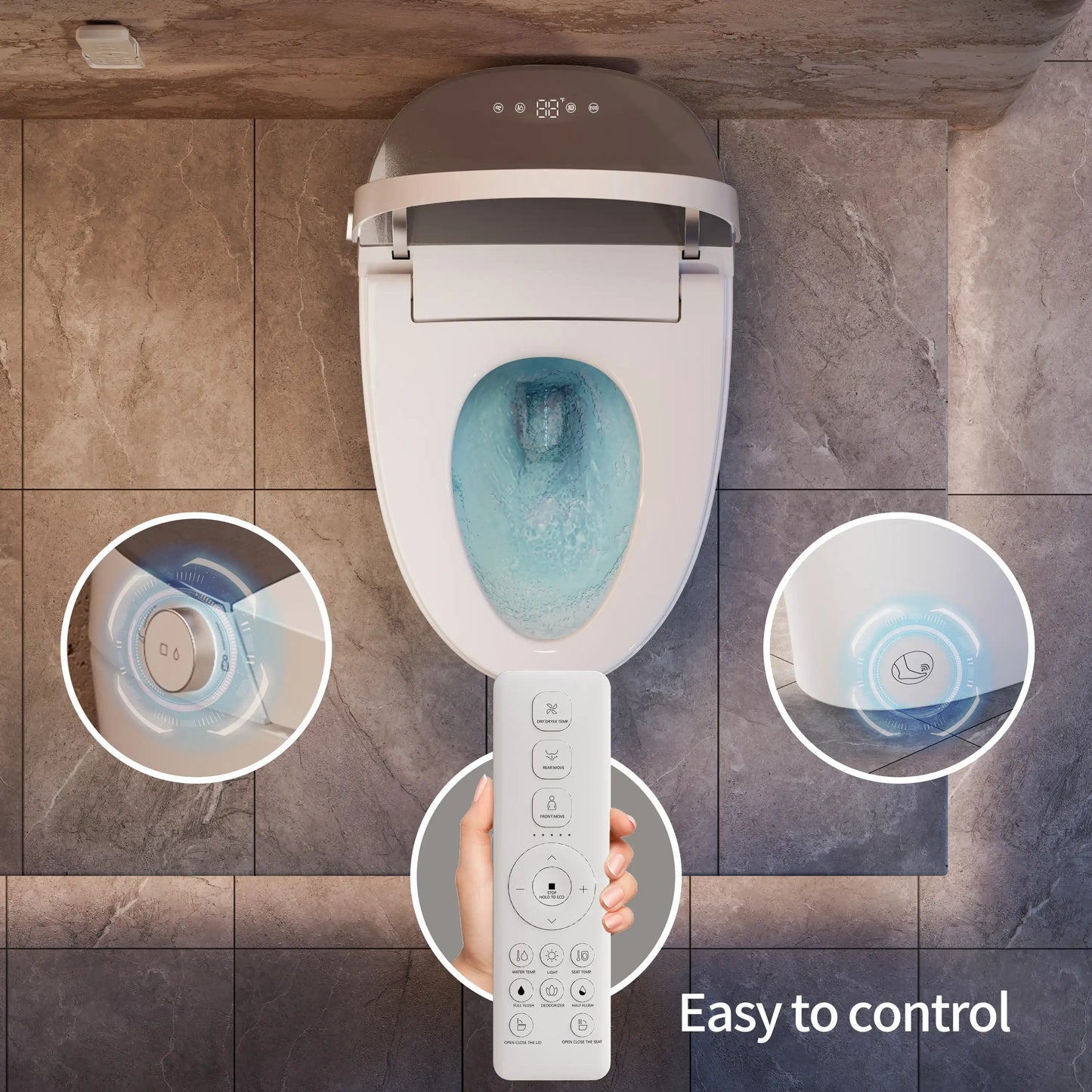 Multiple flushing methods in CANEST FC-001 including auto flush, manual flush, and foot sensor flush