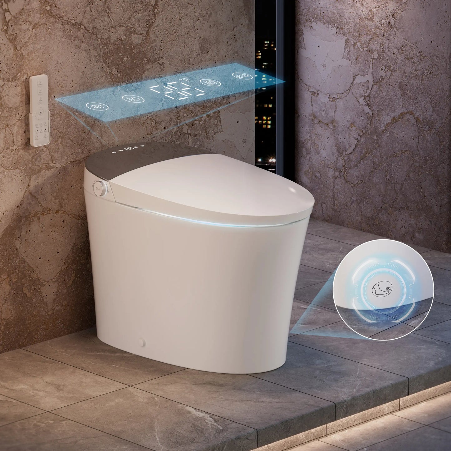 Left side view of CANEST FC-001 Luxury Smart Toilet with built-in tank and ADA comfort height