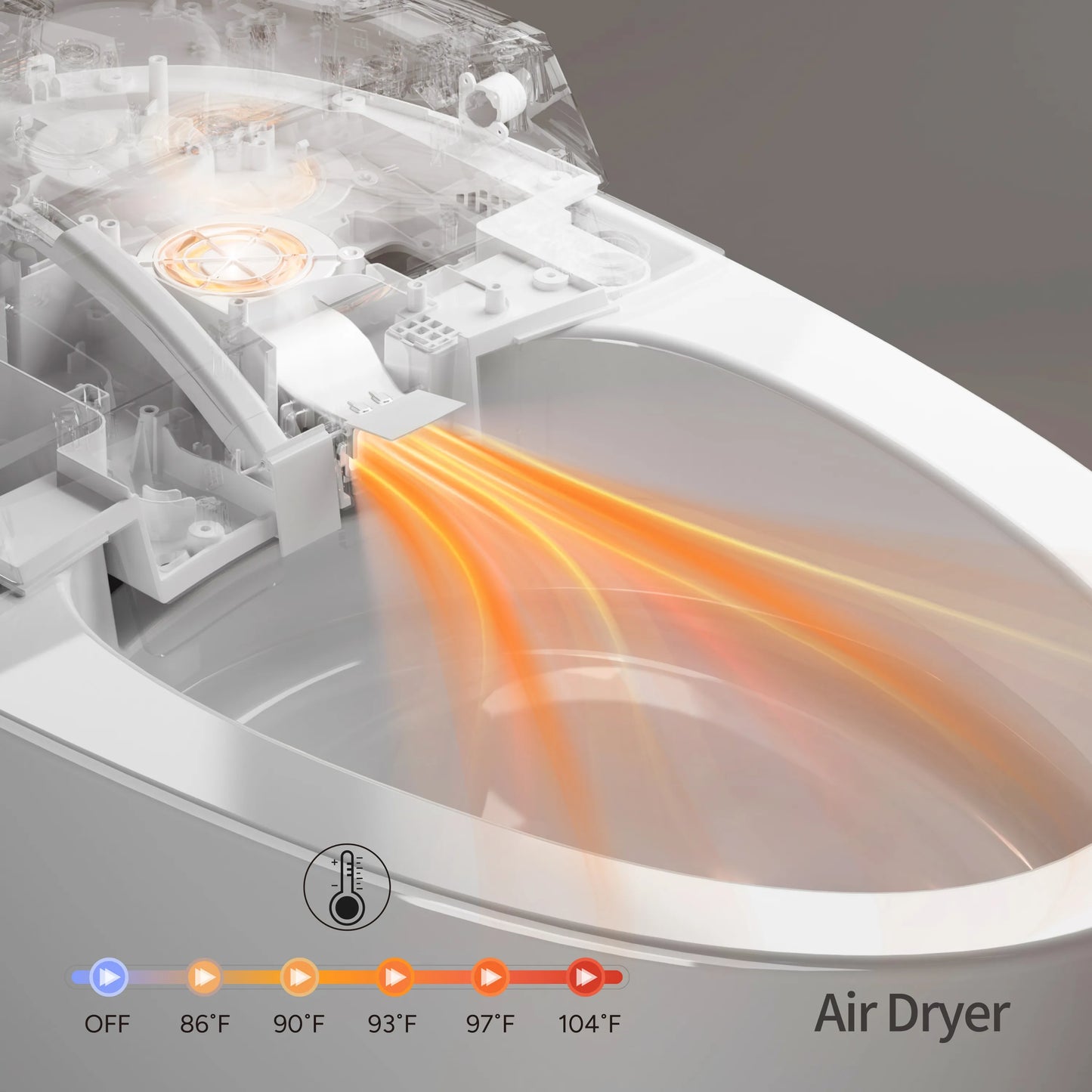 Warm air dryer in CANEST FC-001 for touch-free drying after wash