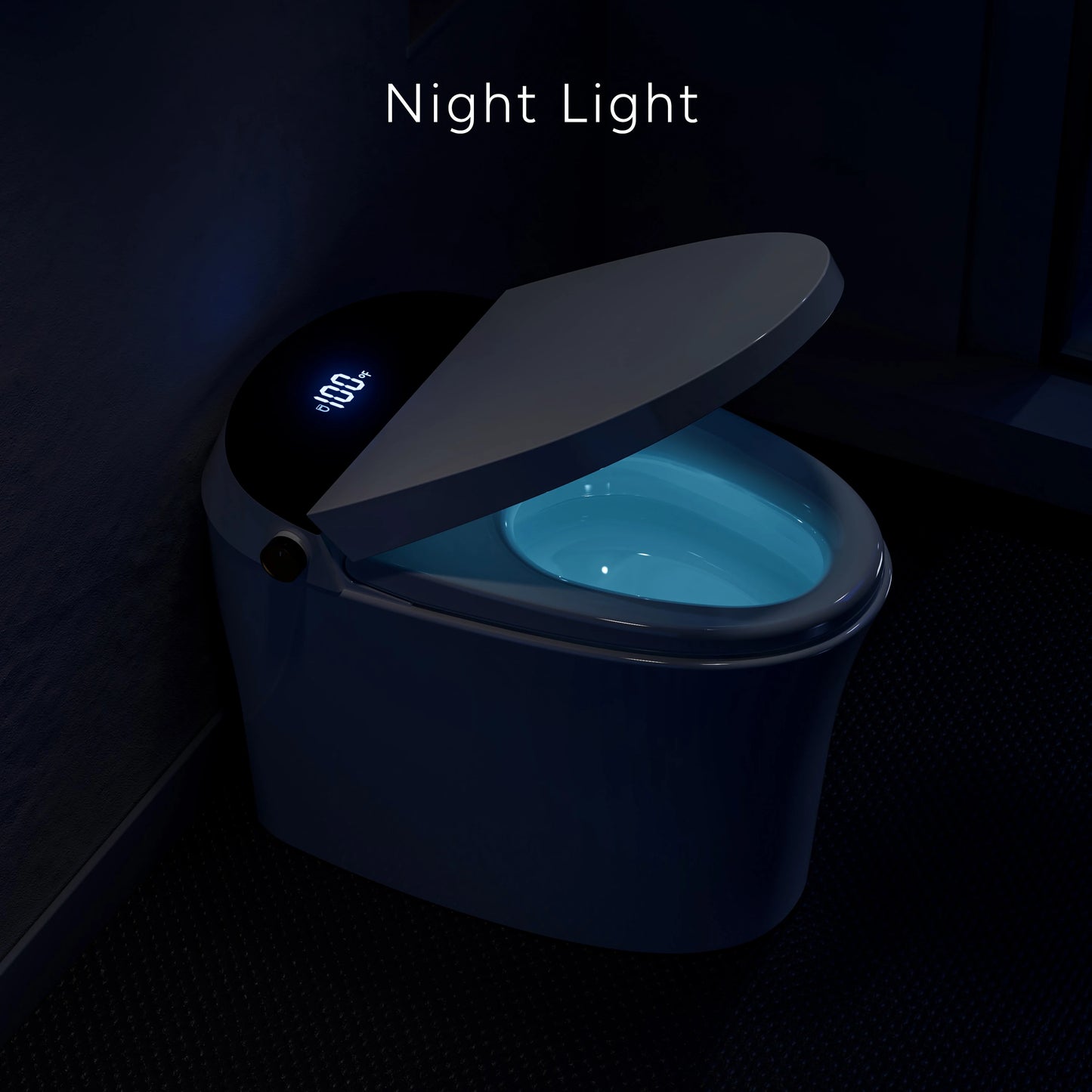 Soft glow night light in CANEST TC-200GE for nighttime bathroom safety and visibility