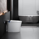 Side profile of CANEST TC-100GE Smart Toilet highlighting compact tankless design