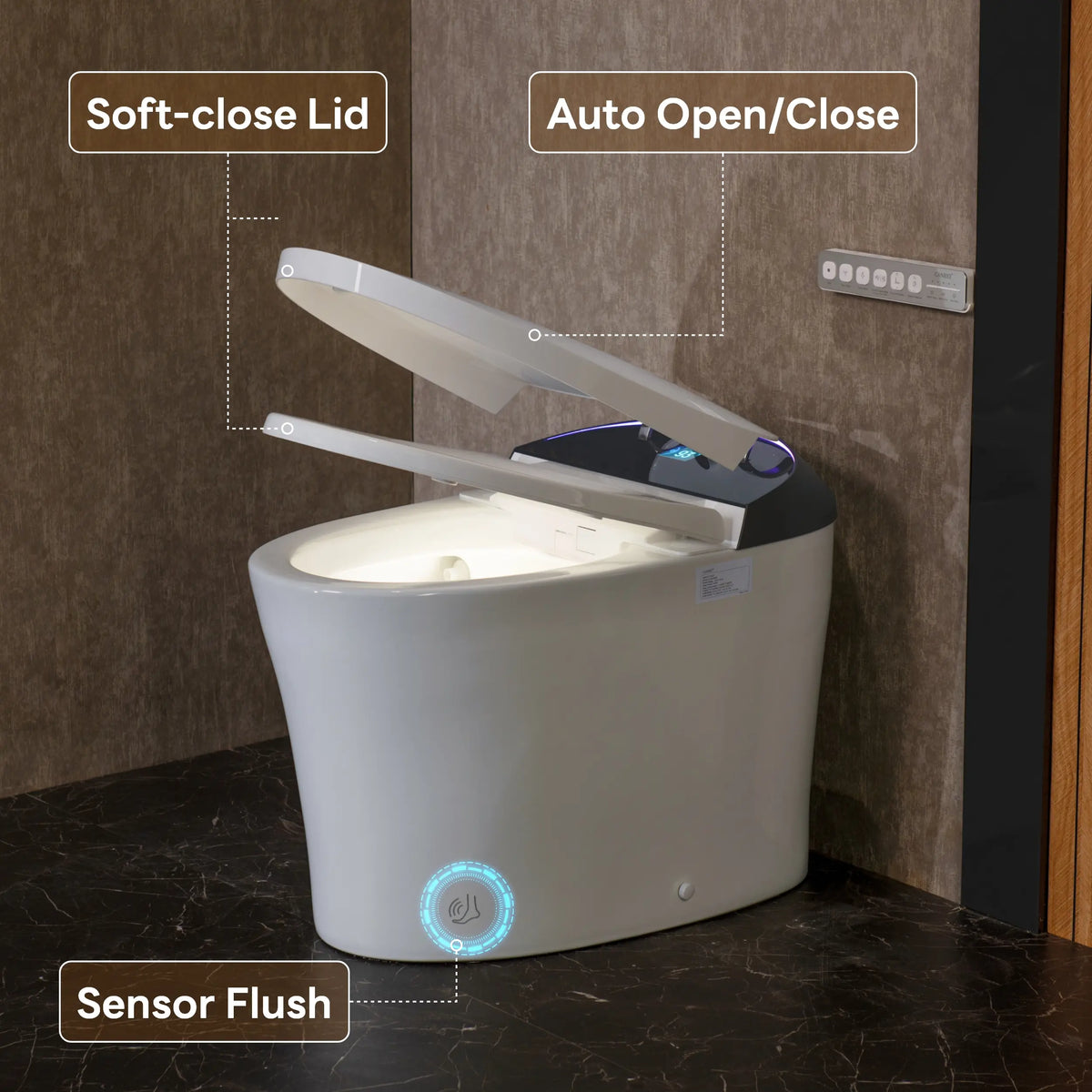 Auto Open & Close Lid + Foot Sensor Flush