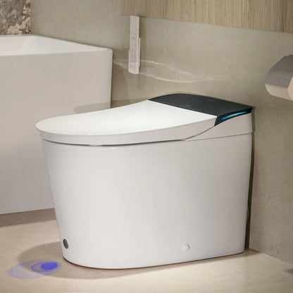 Right-side view of CANEST FC-002SE smart toilet showing the wide ergonomic seat and modern streamlined profile.