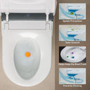 Inside bowl view of the CANEST FC-002SE smart toilet as foam is released to form a protective splash-resistant shield.