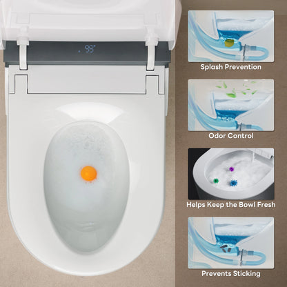 Inside bowl view of the CANEST FC-002SE smart toilet as foam is released to form a protective splash-resistant shield.