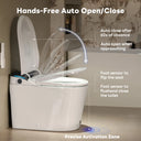 CANEST FC-002SE smart toilet with lid automatically lifting to demonstrate hands-free open feature triggered by proximity sensor.