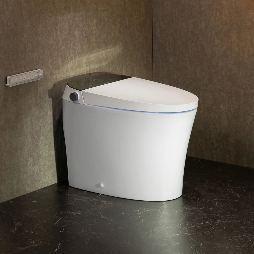 CANEST TC-200GE smart toilet against a brown wall