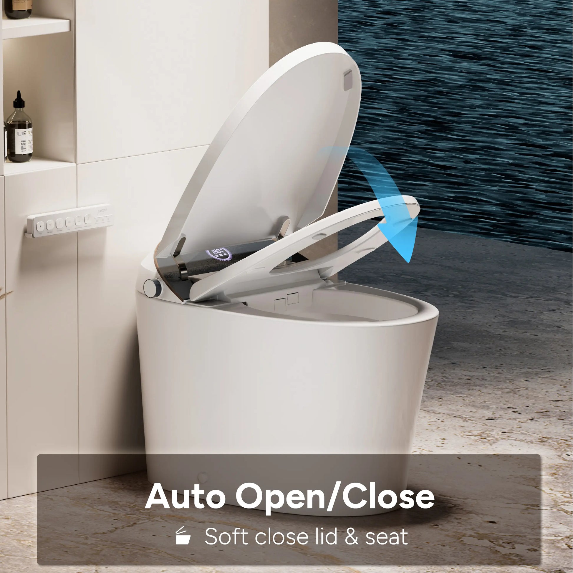 Automatic lid opening feature of CANEST TC-400BK triggered by motion sensor for hands-free use