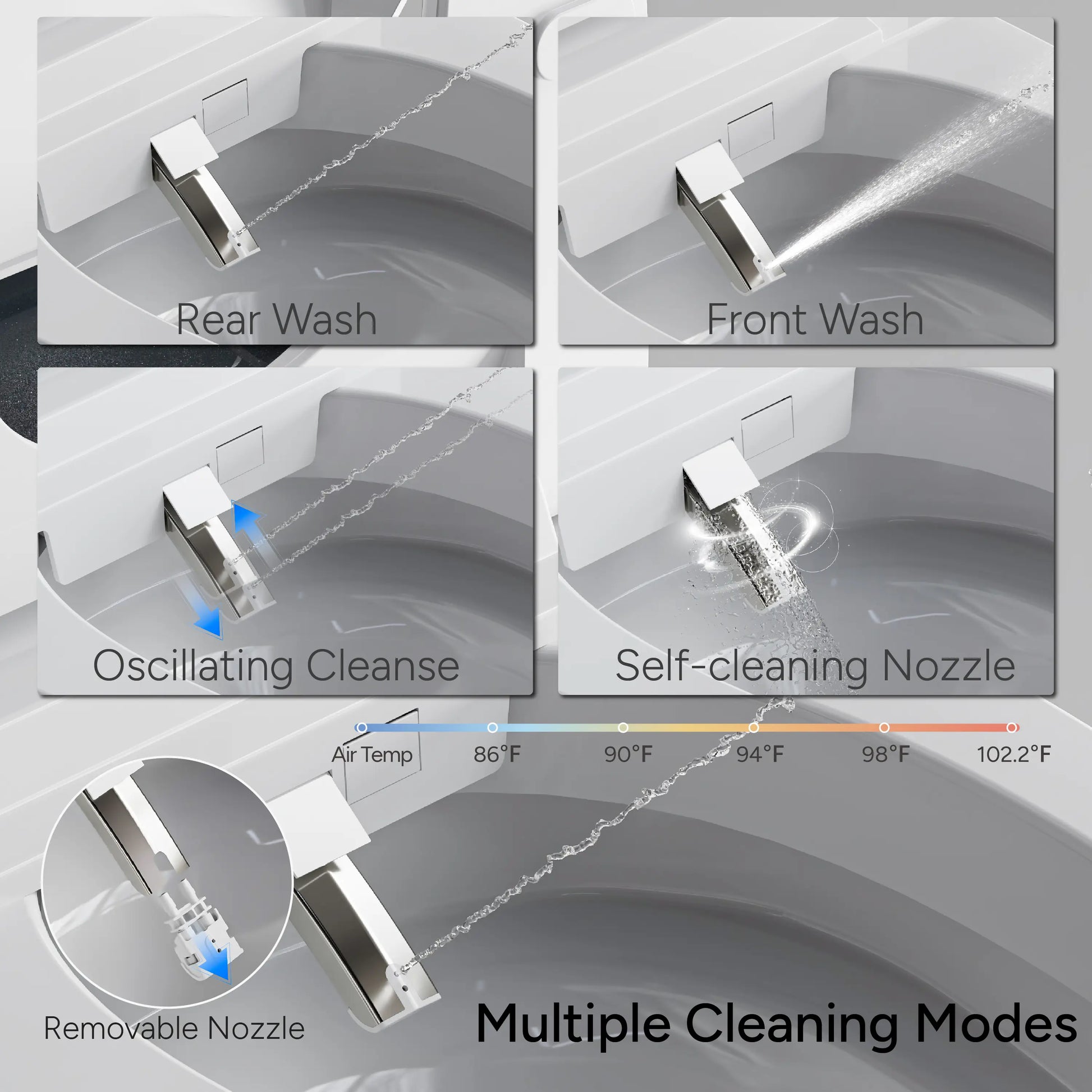 CANEST TC-400BK provides multiple cleansing modes including rear wash, feminine wash, and oscillating rinse