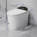Dimensional drawing of CANEST TC-300BK white smart toilet showing installation measurements