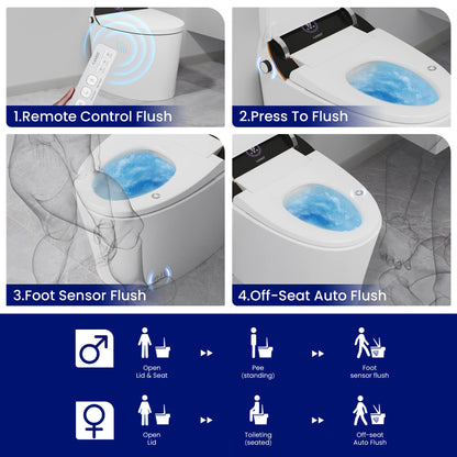 CANEST TC-300BK offers multiple flushing options including auto flush, manual flush, and foot sensor flush